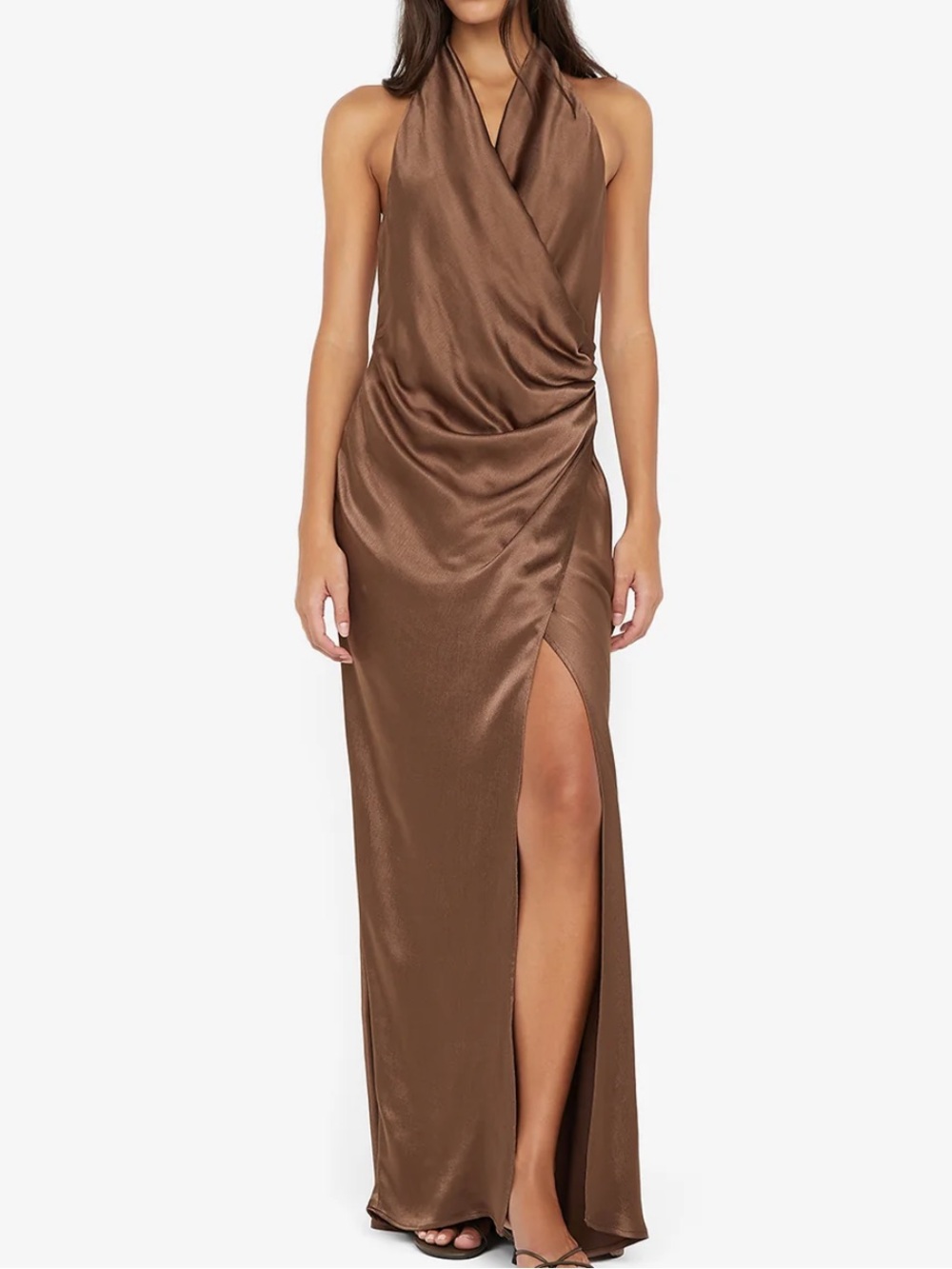 Bec + Bridge Elisia Wrap Maxi Dress in Milk Chocolate NEW NWT